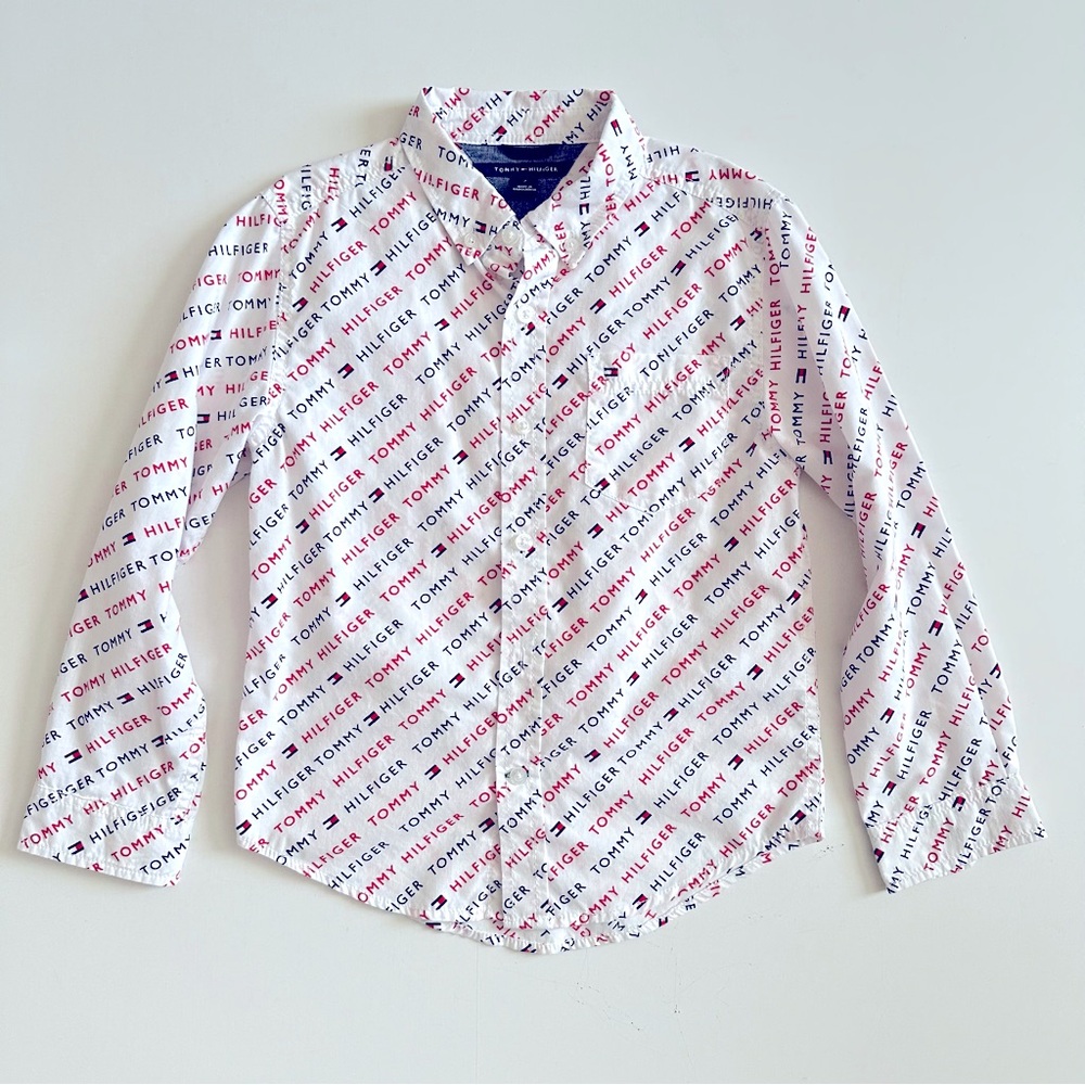 Tommy Hilfiger White Button Down Shirt Long Sleeve Size 7